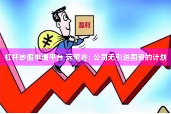 杠杆炒股申请平台 远望谷: 公司无引进国资的计划
