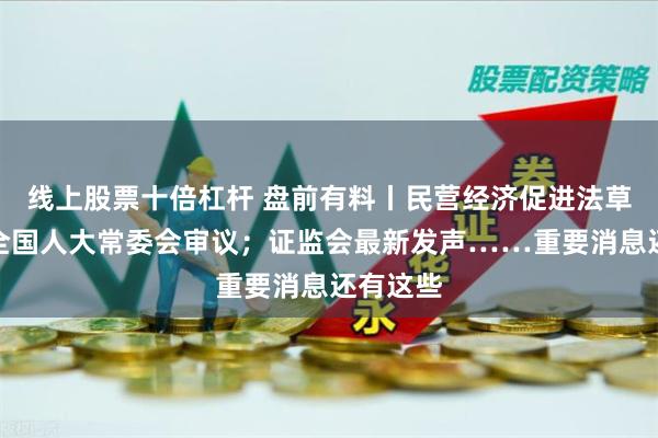 线上股票十倍杠杆 盘前有料丨民营经济促进法草案提请全国人大常委会审议；证监会最新发声……重要消息还有这些