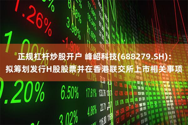 正规杠杆炒股开户 峰岹科技(688279.SH)：拟筹划发行H股股票并在香港联交所上市相关事项
